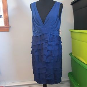 NWT Liliana blue sleeveless tiered dress 16